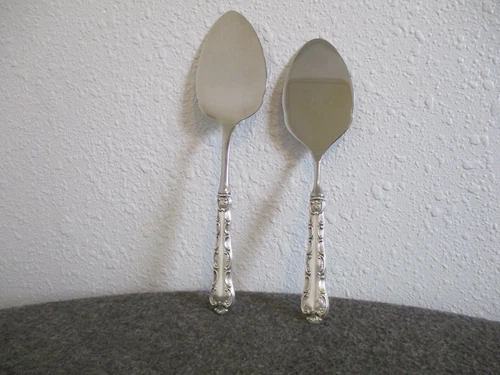 VINTAGE GORHAM STRASBOURG 2 PIE/CAKE SERVERS STERLING/SS - NO MONOGRAMS 232g #2