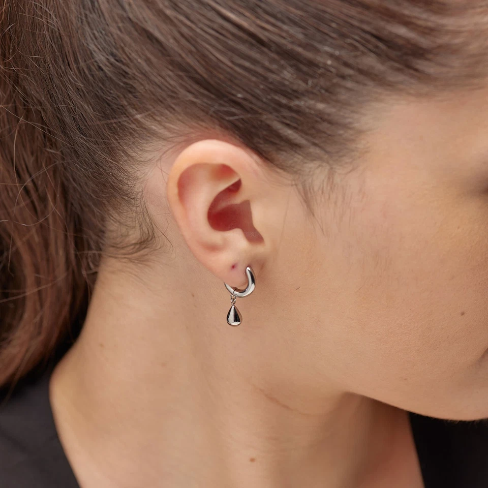 BROSWAY PERFECT ORECCHINI A CERCHIO CON PENDENTE GOCCIA IN ACCIAIO BPC44 (4644) - Immagine 3 di 4