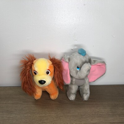 Vintage Disney Plush Lot Lady and the Tramp Dumbo Stuffed Animal 1985 Collection