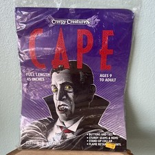 Vintage NOS Creepy Creatures Halloween Red Vampire Costume Cape Adult Vinyl