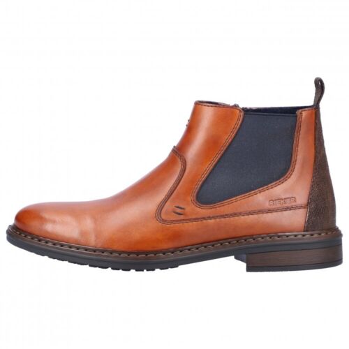 Rieker 17654-22 Mens Brown Leather Zip Chelsea Boots Size Uk 8 Eu 42 Save £26 - Picture 6 of 10