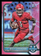 2022 Bowman University Chrome Malik Cunningham 1st Pink Refractor Patriots RC
