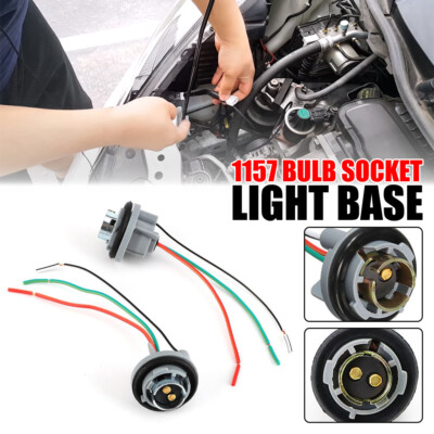 2x Universal Pigtail Wire Female 1157 Bulb Sockets U Two Harness Stop Brake Plug