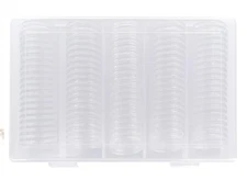 100Pack Coin Holder 25mm Clear Capsules Storage Box Display Case for US Quarters