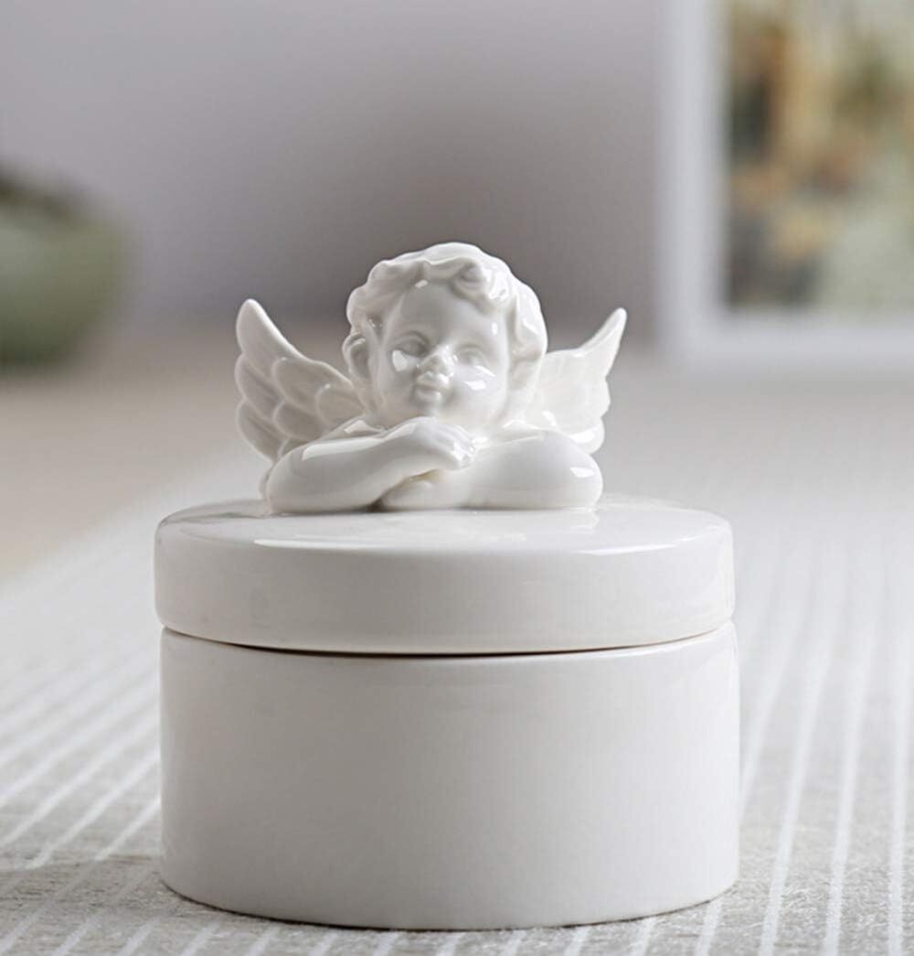 White Ceramic Cat Jewelry Box with Squirrel Lid - Elegant Trinket Storage Organi