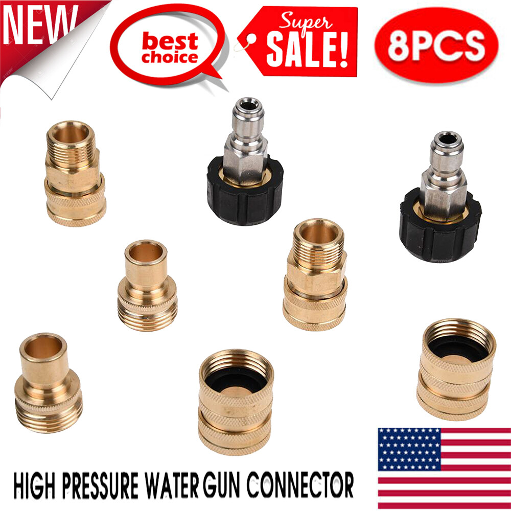 8PCS Pressure Power Washer Adapter Set Quick Connect Fitting For Gun/Hose Kit US