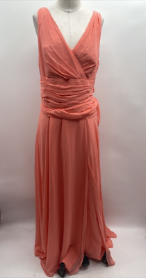 CELEBRATE DB STUDIO Long Chiffon Surplice Tank Coral Reef Bridesmaid Dress  Sz 14 | eBay