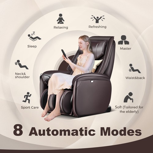 Full Body SL Track Zero Gravity Massage Chair w/ Pillow Reversible Footrest Heat - Picture 2 of 11