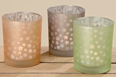 Teelichthalter Windlicht Blumen '' freie Farbe '' f. z.B. Partylite Teelichter Neu