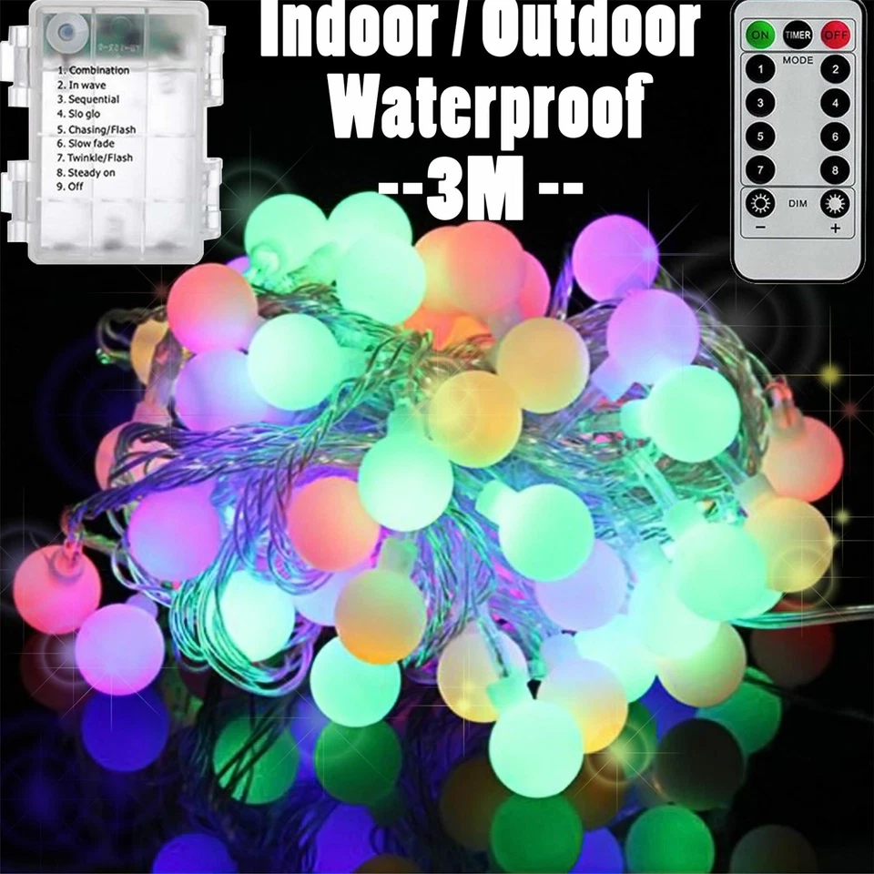 1-20 x 3M Multicolor Festón Hadas Luces Globo Bombilla Exterior Jardín Bola LED Foto 3 de 4