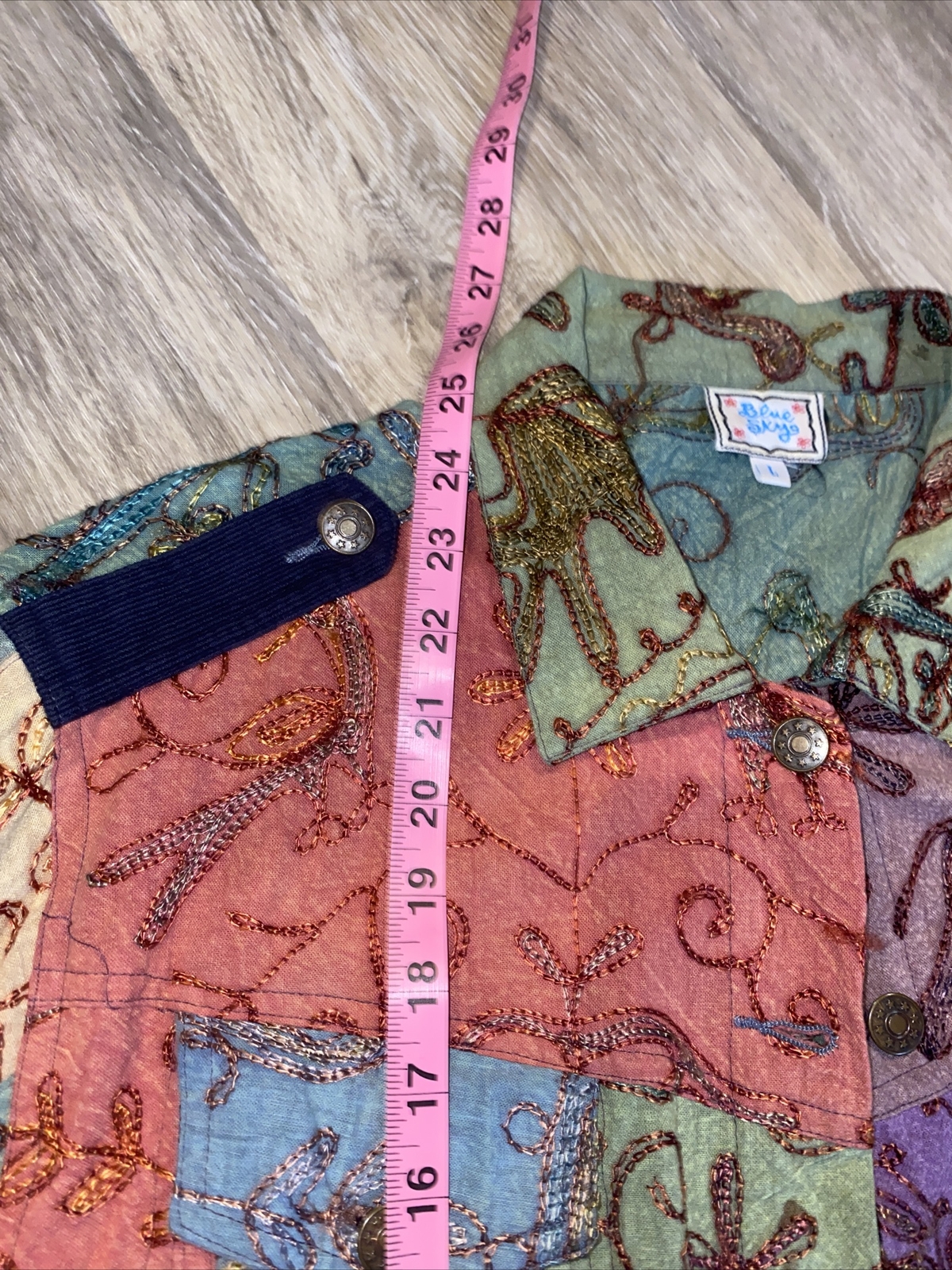 Blue Skye Large Patchwork Embroidered Jacket Boho… - image 9