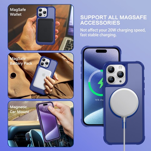 For iPhone 15 Pro Max 6.7" Magsafe Case 360° Rotating Ring Holder Magnetic Cover - Zdjęcie 48 z 58