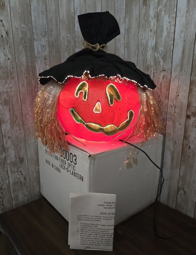 Fiber Optic Light Up Jack O Lantern Pumpkin Scarecrow Head Halloween | eBay