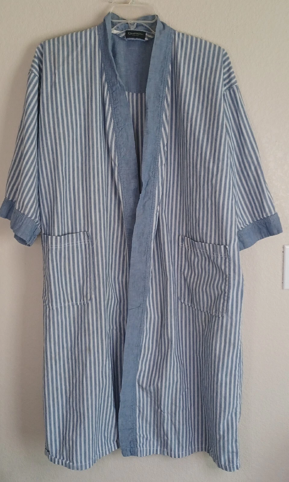 Robe de bain homme en denim coton rayé Christian Dior Monsieur OS PAS DE CEINTURE