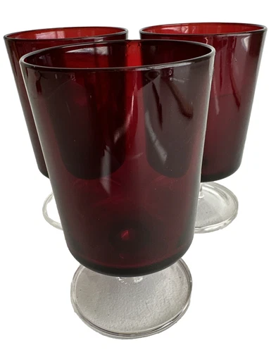 Vintage Arcoroc France Luminarc Cavalier Ruby Red Sherry Cordial Glasses Set 3