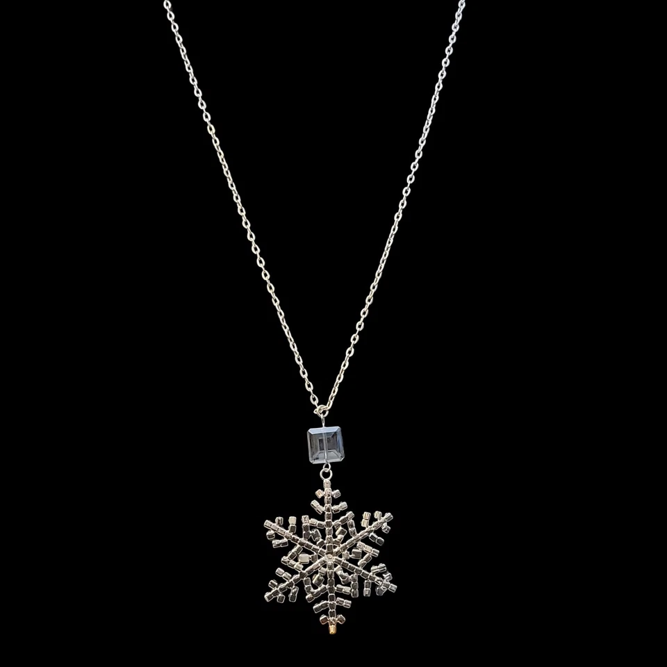 Juego de puntas de cristal transparente copo de nieve colgante collar estrás 32" Navidad Foto 3 de 4