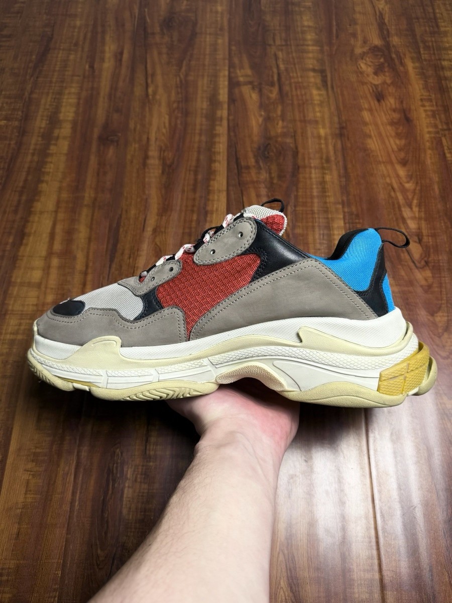 Balenciaga Triple S Chunky Blue Red Grey Black Mens Sneakers
