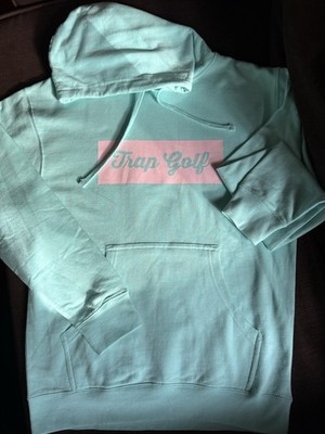 Trap Golf  Hoodie Mens Large Green/pink Graphic Print Logo Streetwear Pullover