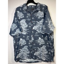 O'Neill Button Down Shirt Mens XL Blue Hawaiian Tropical Floral Palm Tree Surf