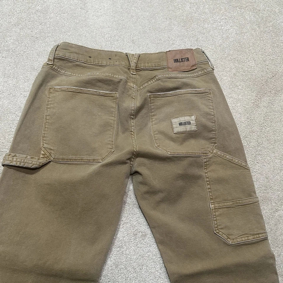 Hollister 双膝木匠牛仔裤男式 28x30 棕色帆布复古直筒 — 第 4/4 张图片