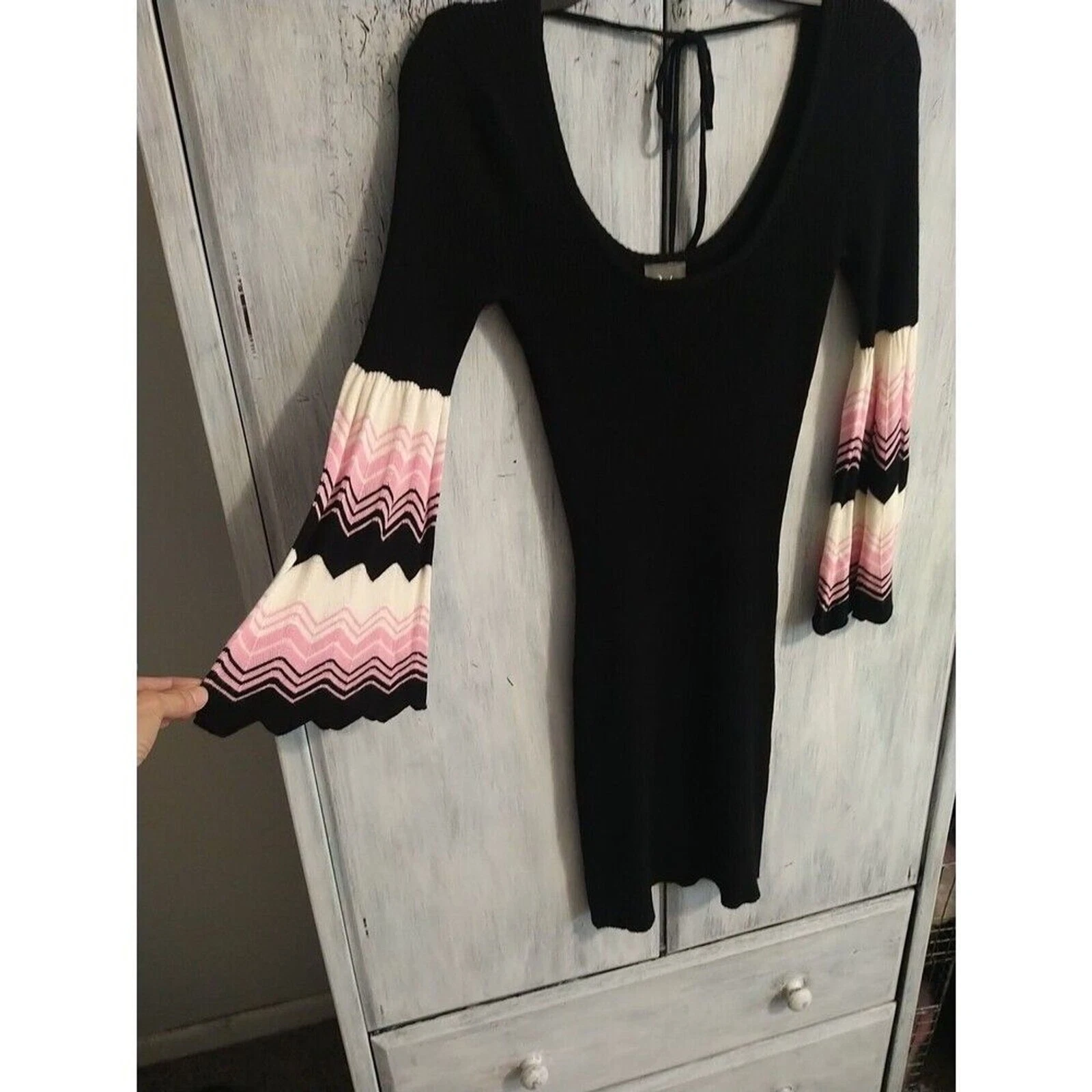 UNDERCOVER Vestito maglione manica svasata a pois piccolo Y2K Wimsygoth retrò vintage fata