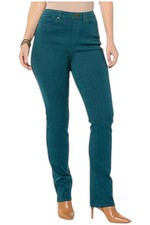 DG2 by Diane Gilman Women's Starlight Denim StraightLeg Jean Green
