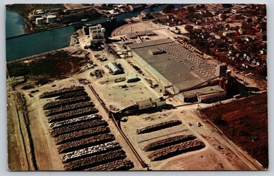 Abitibi Corporation Plant Alpena Michigan Aerial View Industrial Postcard