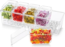 Lifewit Ice Chilled Condiment Caddy with 5x 5 Containers, Transparent 