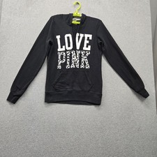 PINK Victoria's Secret Women Hoodie S Black Cheetah Print Logo Graphic Fleece