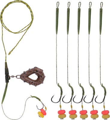Carp Fishing Rigs Kit Carp Hair Rigs with Carp Sinker Weights Hooks Quick Change - Picture 1 of 12