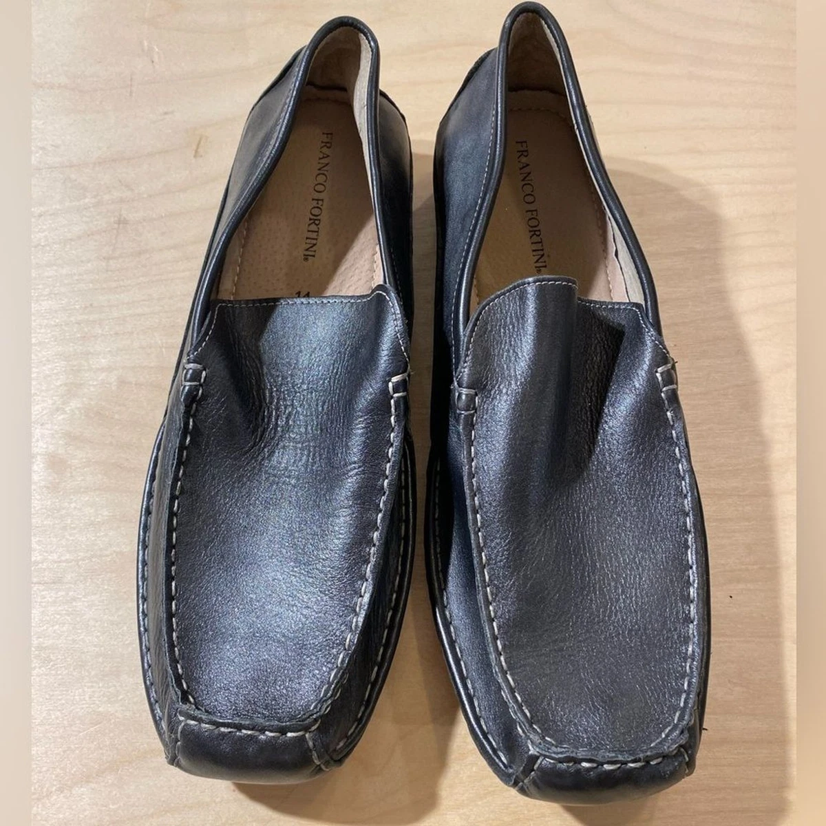Franco Fortini Black Casual Shoes for Men with Upper Leather 