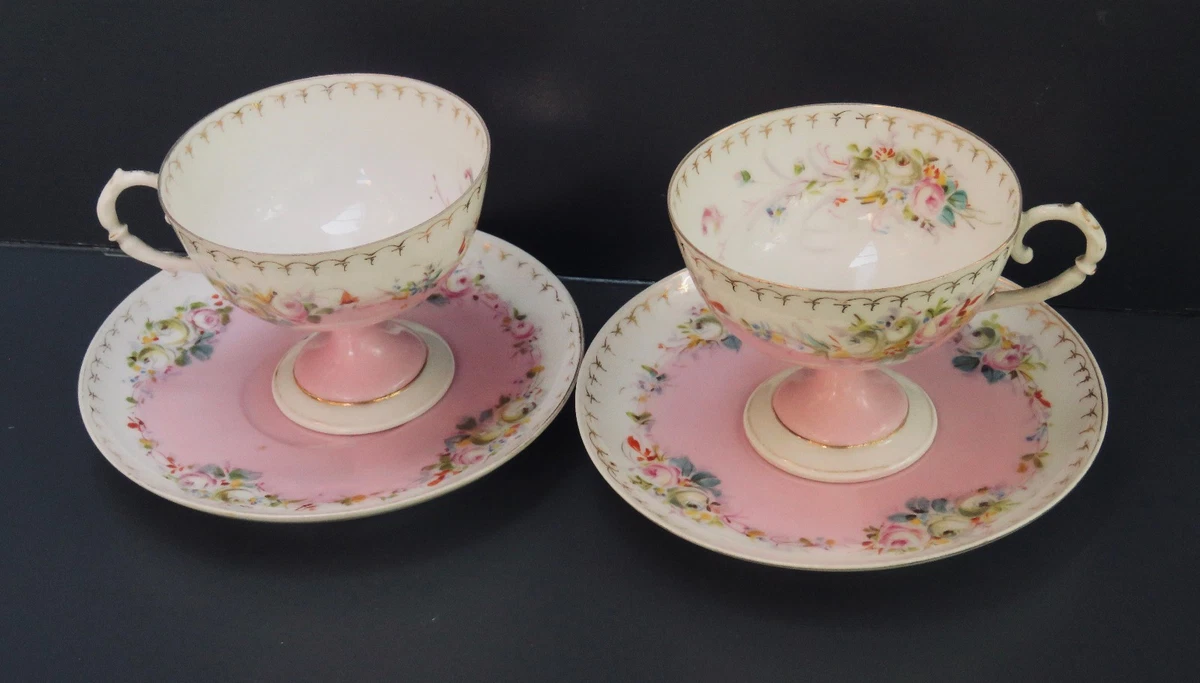 Lot De 3 Tasses Et Soucoupes Vintage En Porcelaine - Publicité Café Coulonges - Occasion Bon état