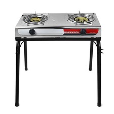 Outdoor Portable Double Burner Propane LPG Gas Camping Stove Cooktop With Stand