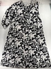 Everlane Black White Floral Linen Maxi Dress Size 16