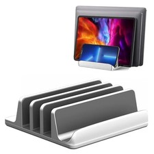 Vertical Laptop Stand Updated Version , 3 Slot Desktop Stand Holder Silver
