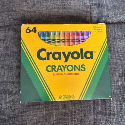 Vintage 1990 Crayola Crayons 64 Count Box With Sharpener- Dandelion Color Inside