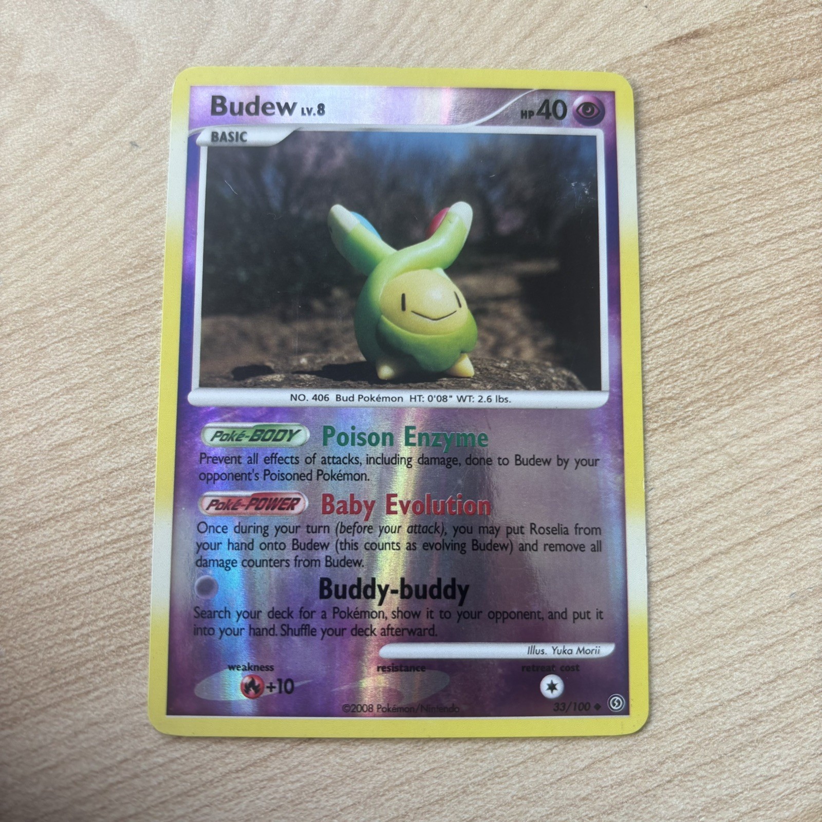 Pokemon TCG Budew 33/100 Reverse Holo Diamond & Pearl Stormfront Light Play LP