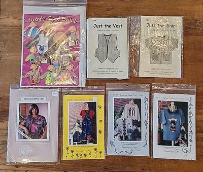 Lot of 7 Sewing Patterns for Clothing: Vests, Shirts, Patriotic Patterns,