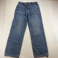 American Eagle Jeans Womens 8 High-Rise Baggy Wide Leg Cargo Drawstring Waist