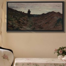 Rural Countryside Dog Canvas Print Vintage Oil Painting Rustic Wall Art Decor