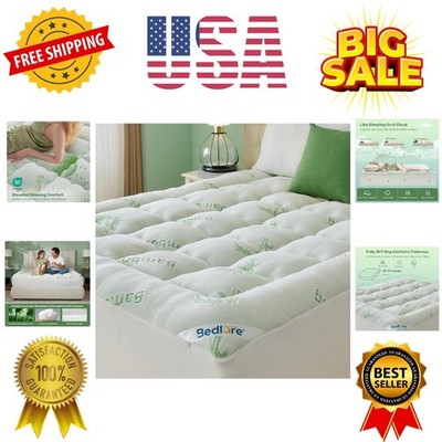 Queen Mattress Topper Viscose Derived from Bamboo, Thick Pillow Top Mattress ...
