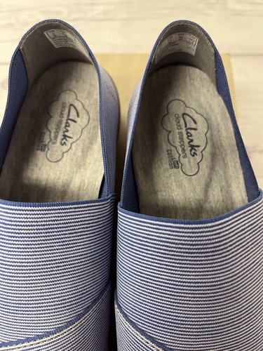 Scarpe slip on donna Clarks Cloud Steppers blu a righe Sillian Firn 7,5 - Foto 3 di 6