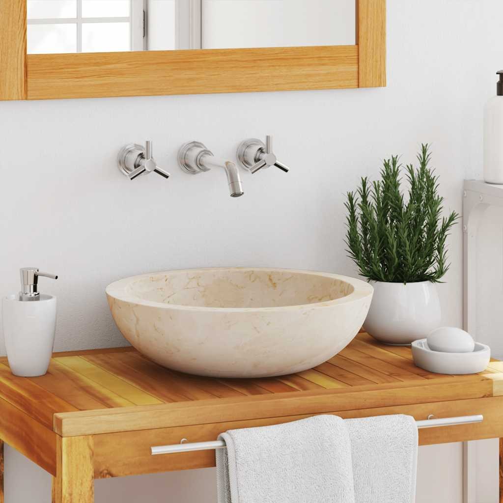 Lavabo Bagno 40x12 Marmo Crema | Design Moderno da Appoggio Top