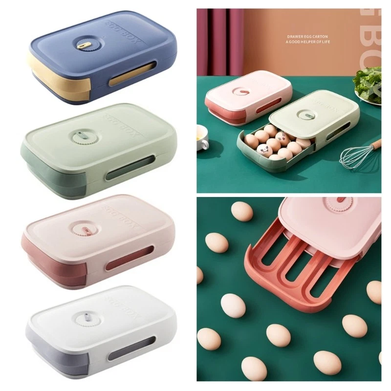 2pcs Egg Storage Box Drawer Type Long Slot Kitchen Cooking Freshing