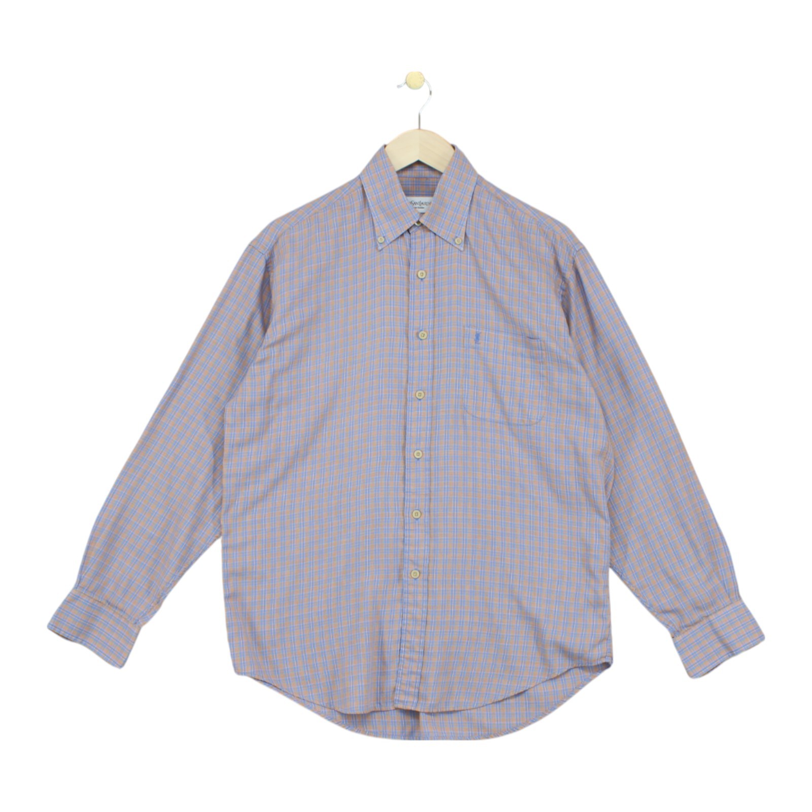 Camicia vintage Yves Saint Laurent check uomo taglia 15 5 multicolore anni 90 regular