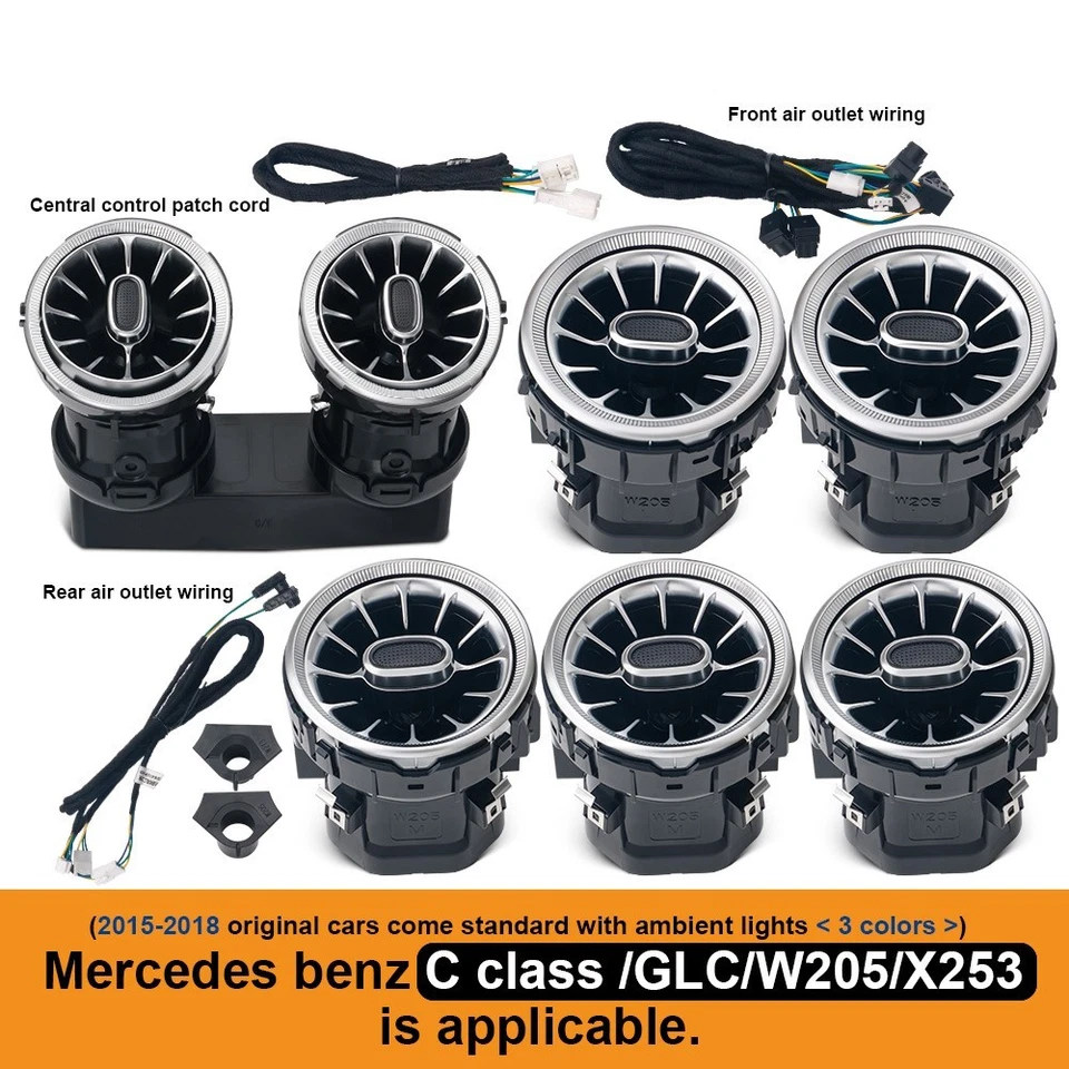 For Mercedes Benz C Class W205 GLC C300 Air Vent LED Ambient Light 2015-2018 C63 - Image 2 of 4