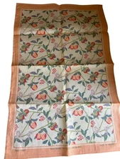 Vintage Ulster Weavers Peach Bloom Print Irish Linen Tea Towel Made in Ireland