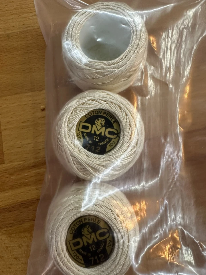 DMC Perle Cotton # 12, 5, 8 All cream ecru  9 balls total new unused - Image 3 of 3