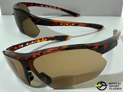 Sporty Wrap Around BIFOCAL READING SUN GLASSES READERS Brown Frame For Men +1.50