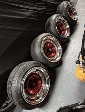 14” Schmidt 3 Piece Split Rims In Candy Red Staggered 4x100 p/x for 4x108 